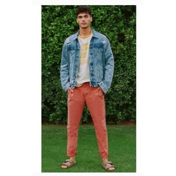 American Eagle Mens 26 Pants Chinos Slim Extreme Flex Red Lived in Wash NWT - Picture 1 of 12